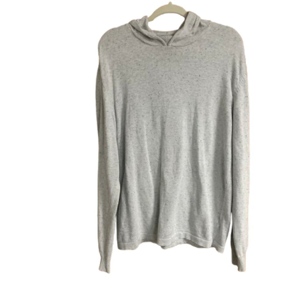 prAna Men’s Speckled Hoodie Pullover Sweater Large Light Gray Slim Fit